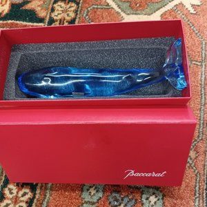 BACCARAT 9" SIGNED FRENCH CRYSTAL DOLPHIN SCULPTURE FIGURINE